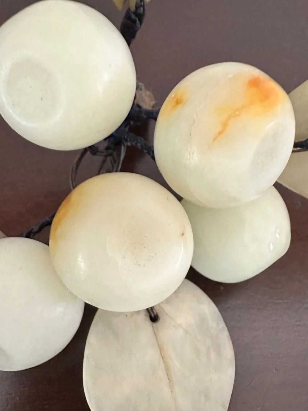 2 BUNCHES Of Vintage Green Onyx & Jade Stone Decorative Fruit